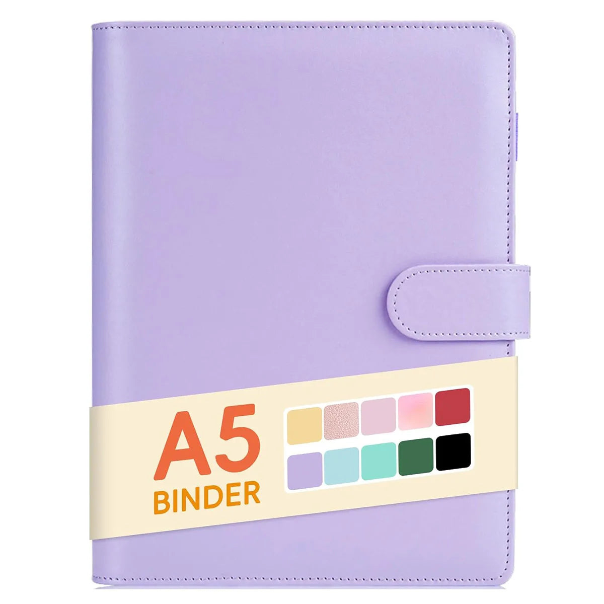 A5 Binder PU Leather 6-Ring Notebook Binder Cover for A5 Filler Paper, Refillable A5 Personal Planner Binder with Magnetic
