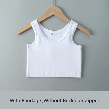 Women Flat Chest Binder With Bandage Pullover Half Length Corset Tank Top FTM Lesbian Transgender Underwear Vest Breast Binder
