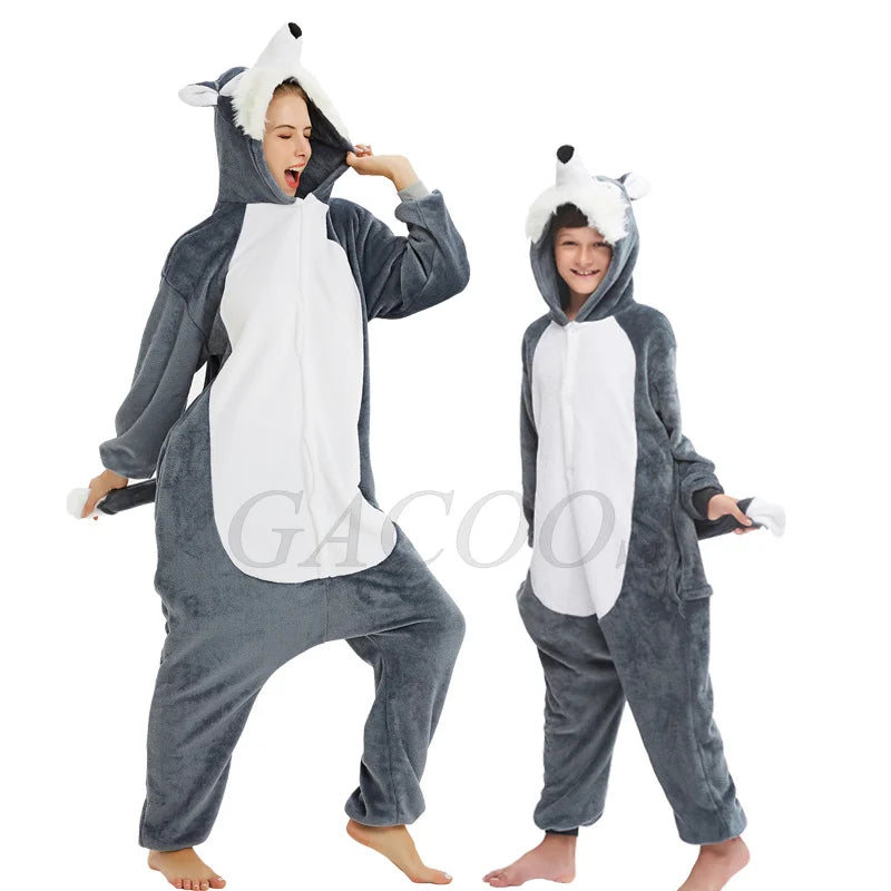 Adult Kids Kigurumi Unicorn Pajamas Cartoon Rabbit Costumes Pajamas For Women Unicornoio Sleepwear Winter Panda Lion Pig Onesies