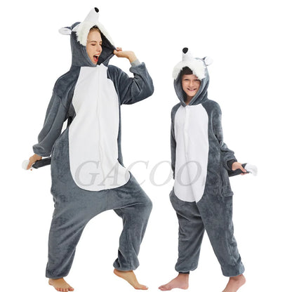 Adult Kids Kigurumi Unicorn Pajamas Cartoon Rabbit Costumes Pajamas For Women Unicornoio Sleepwear Winter Panda Lion Pig Onesies