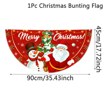 Christmas Fan-shaped Flag Outdoor Hanging Banner Christmas Decoration for Home 2025 Xmas Flag Navidad Natal Gifts New Year 2026