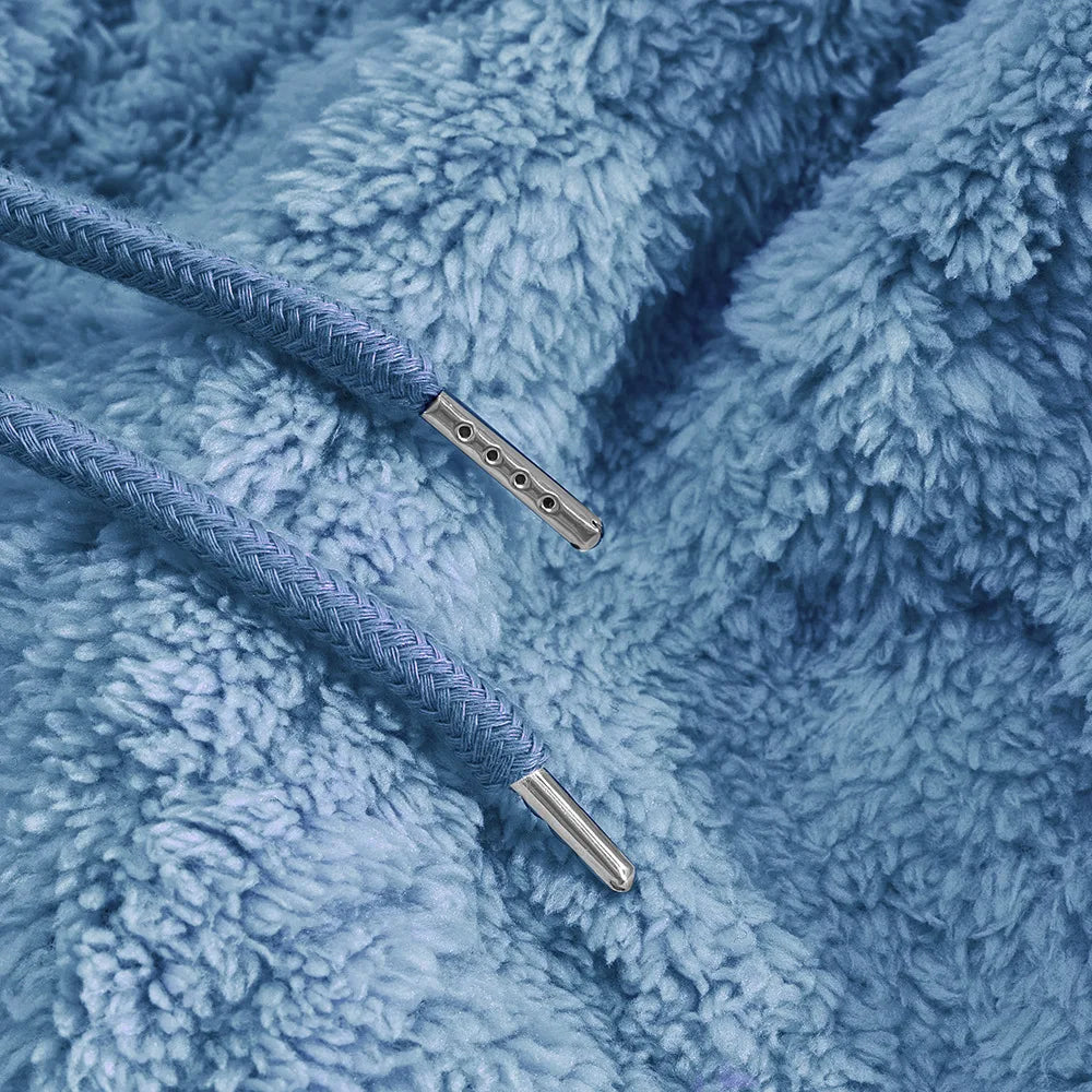 Autumn and winter leisure men's high street jacquard double-sided velvet hooded sports trend pullover sweater jacket