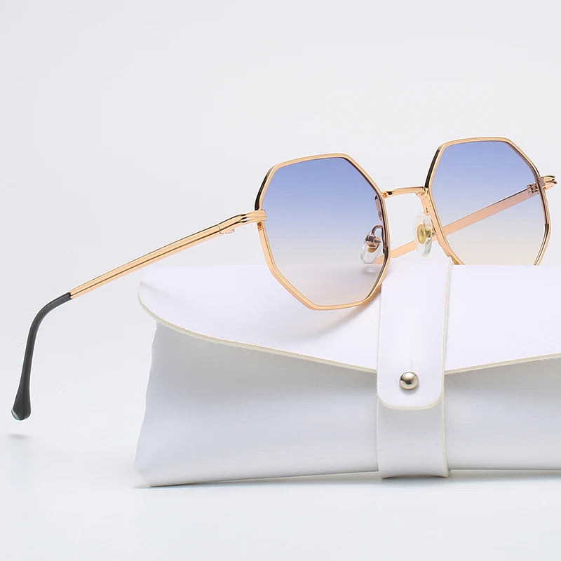 Brand Design 2025 Fashion New Polygonal Metal Sunglasses Retro Ladies Glasses Classic Trend Luxury Driving Travel Eyewear