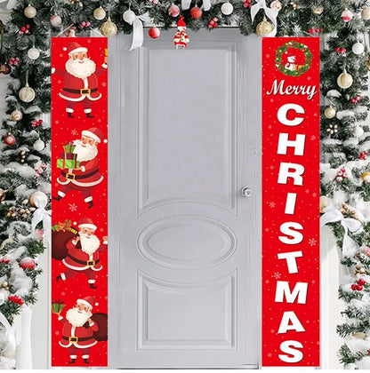 Merry Christmas Door Banner Decoration 2025 Christmas Decor for Home Xmas Hanging Ornaments Navidad Noel Gifts New Year 2026