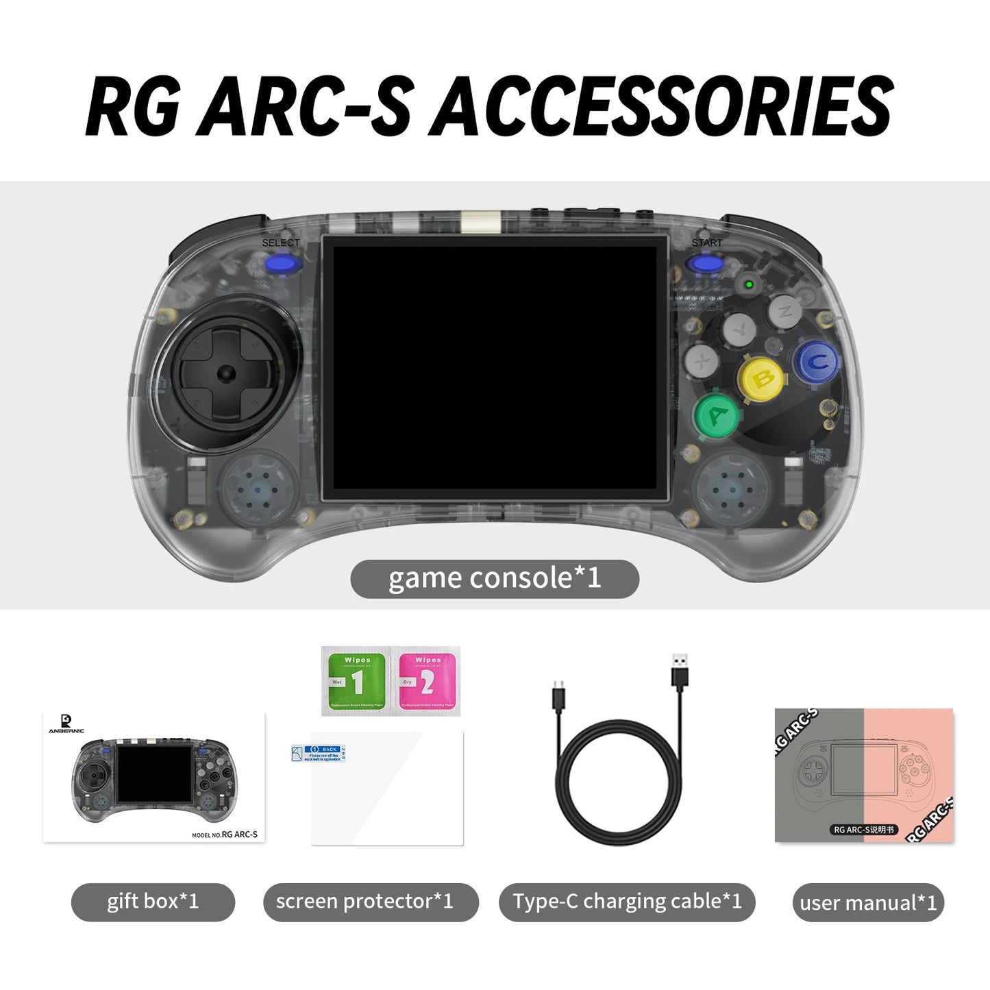 ANBERNIC RG ARC-S/RG ARC-D Retro Games RK3566 4.0 INCH 640*480 Handheld Game Console Emulator LINUX System 3500mAh HD-compatible