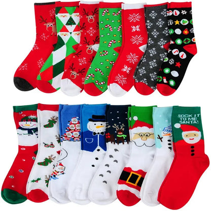 5 Pairs Men/Women Cotton Cartoon Christmas Socks Cute Santa Claus Elk Snow Funny Sock Happy Winter New Year Socks Christmas Gift