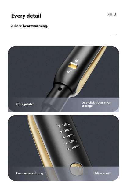 2-in-1 Mini Hair Straightener & Curler - Ceramic Fast Heating 140-220°C - Portable Flat Iron for Short Hair Travel Styling