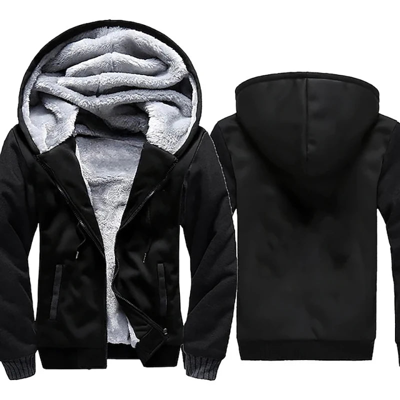 Winter Warm Sherpa Lined Coat for Men Heavyweight Plush Fleece Jackets Outwear Long Sleeve Zip Up Hoodie Sweatshirt Tops Outfits