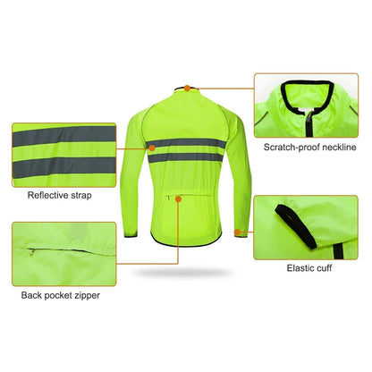 WOSAWE Ultralight Men's Cycling Windbreaker Reflective Jacket Windproof Bike Jacket Water Resistant MTB Road Bicycle Long Jersey