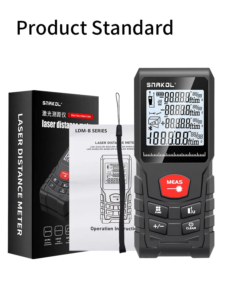 Snakol Laser Distance Meter 50m 70m 100m 120m Rangefinder Profesional Range Finder Digital Tape Measure Ruler Test Tools