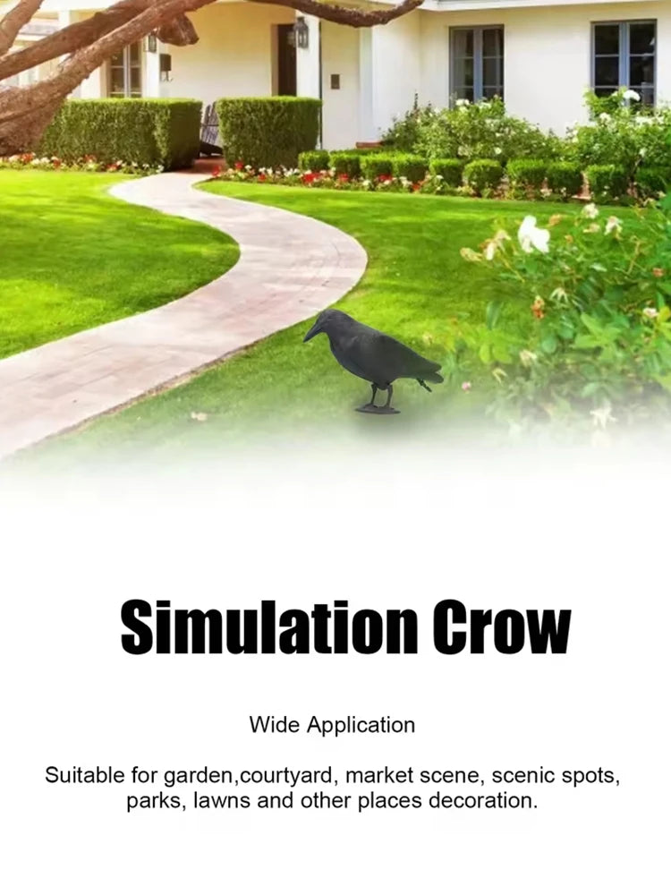 1PC Crow Decoration Simulation Plastic Crow Decoration With Footposts Courtyard Garden