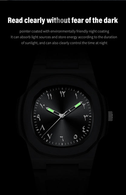 Men's Arabic Numeral Quartz Watch 30-Meter Water Resistance Casual Sports Silicone Wristband Watch Clock Nautilus Design Watch