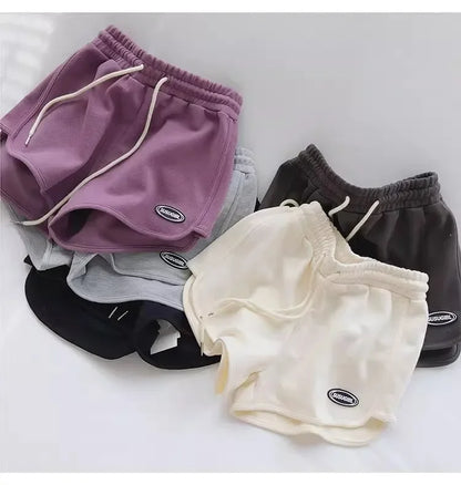 Women Casual Loose Drawstring Sports Shorts Elastic High Waist Fitness Running A-line Shorts Basic Yoga Wide Leg Trousers Summer
