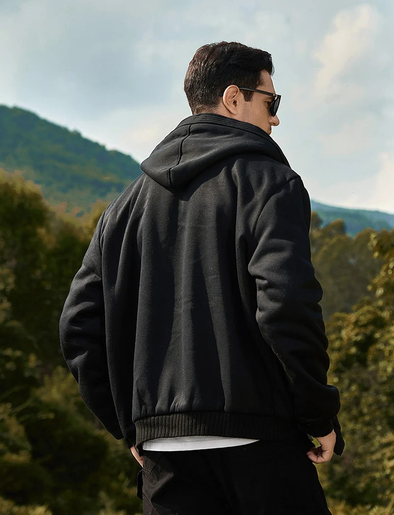Winter Warm Sherpa Lined Coat for Men Heavyweight Plush Fleece Jackets Outwear Long Sleeve Zip Up Hoodie Sweatshirt Tops Outfits