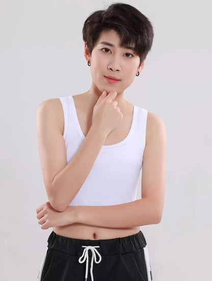 Women Flat Chest Binder With Bandage Pullover Half Length Corset Tank Top FTM Lesbian Transgender Underwear Vest Breast Binder
