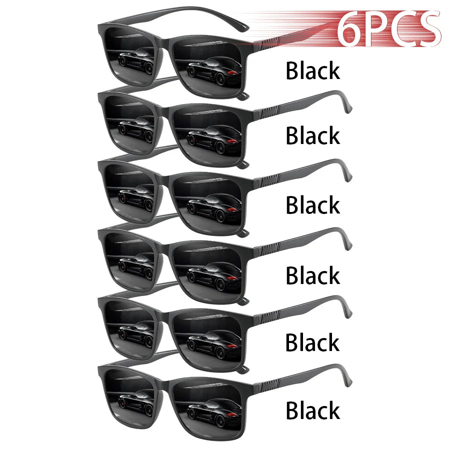 6 PCS Fashion Vintage Check Square Sunglasses Men Women Fishing Driving Luxury Brand Designer Sun Glasses Retro UV400 Eyewear