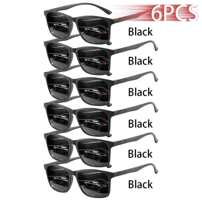 6 PCS Fashion Vintage Check Square Sunglasses Men Women Fishing Driving Luxury Brand Designer Sun Glasses Retro UV400 Eyewear