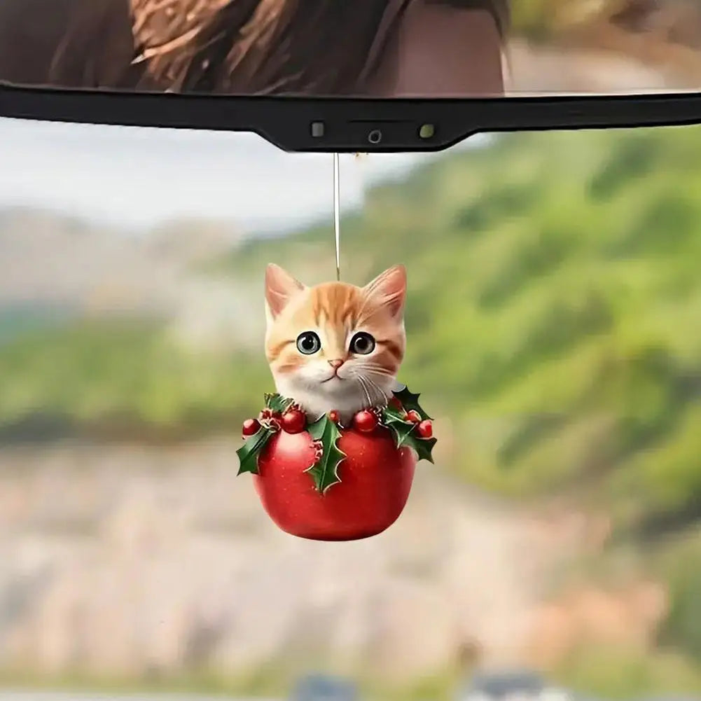 2D Acrylic Christmas Tree Hanging Ornaments Cat Shaped Pendants Christmas Decorations For Home Xmas Gifts New Year 2025 S1A4