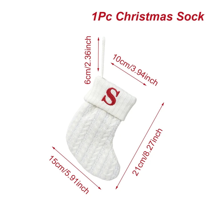 Christmas Socks Knitting Snowflake Letter Stocking Christmas Decoration For Home 2025 Xmas Tree Ornament Gift Navidad Natal 2026
