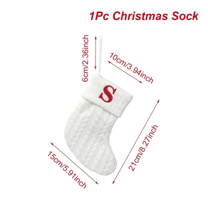 Christmas Socks Knitting Snowflake Letter Stocking Christmas Decoration For Home 2025 Xmas Tree Ornament Gift Navidad Natal 2026
