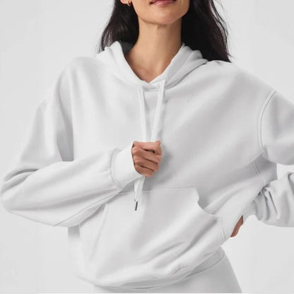 2025 unisex hooded sweatshirt men's solid color sweatshirt men's and women's long sleeved plug-in pocket pulloverolid Women Warm