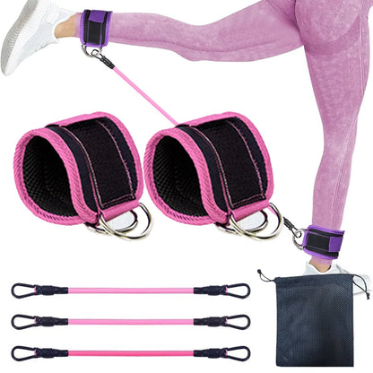 LOOGDEEL TPE Resistance Bands Ankle Straps Fitness D-Ring Support Ankle Cuffs Yoga Band Gym Guard Leg Strength Safety Extensions