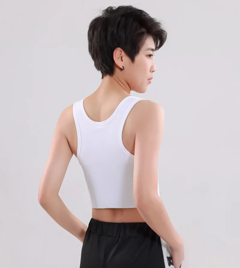 Women Flat Chest Binder With Bandage Pullover Half Length Corset Tank Top FTM Lesbian Transgender Underwear Vest Breast Binder