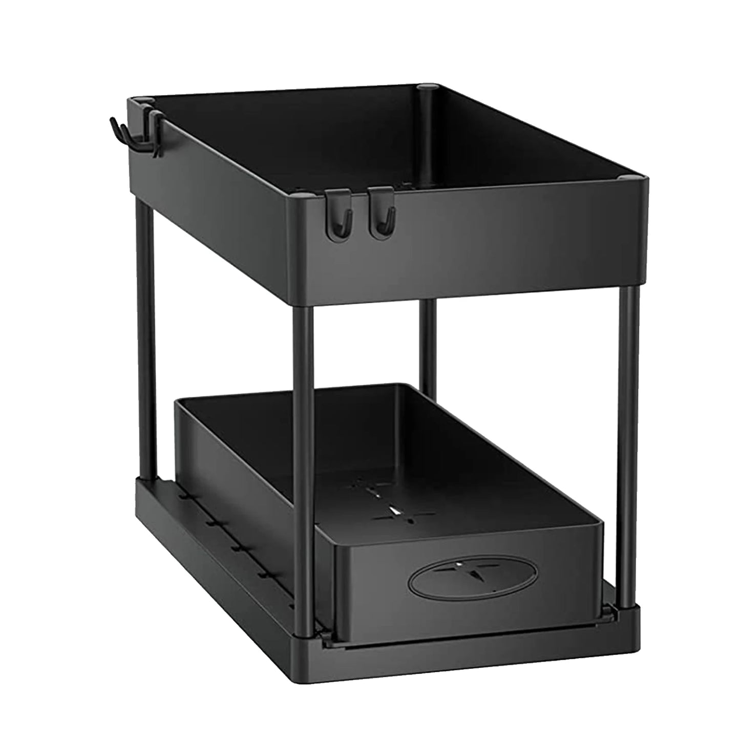 2-Tier Under Sink Organizer with Sliding Drawers & Hooks
