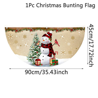 Christmas Fan-shaped Flag Outdoor Hanging Banner Christmas Decoration for Home 2025 Xmas Flag Navidad Natal Gifts New Year 2026