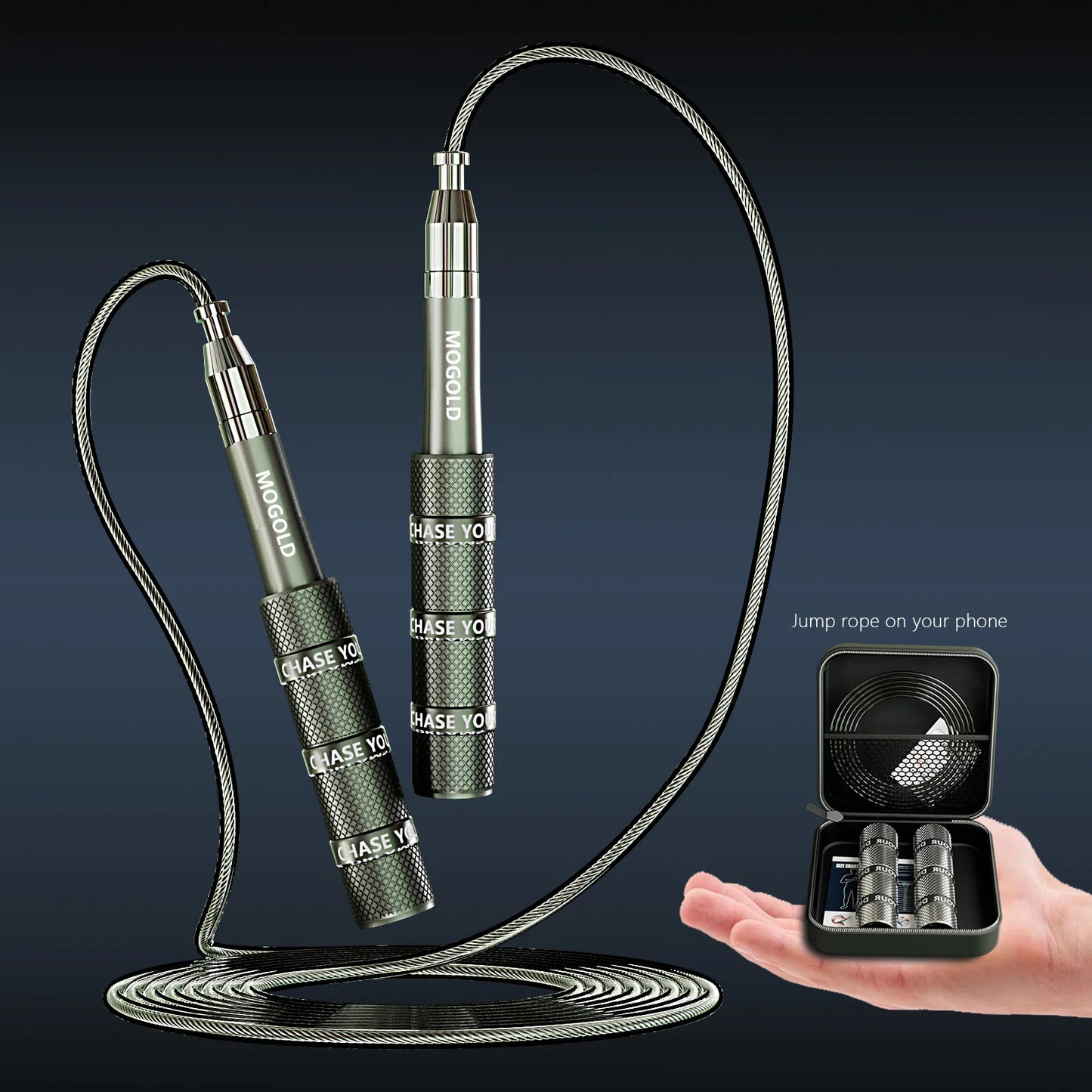 MOGOLD Telescopic Jump Rope – High-Speed Bearings, PVC Steel Cable & Light Case, Fitness Must-Have