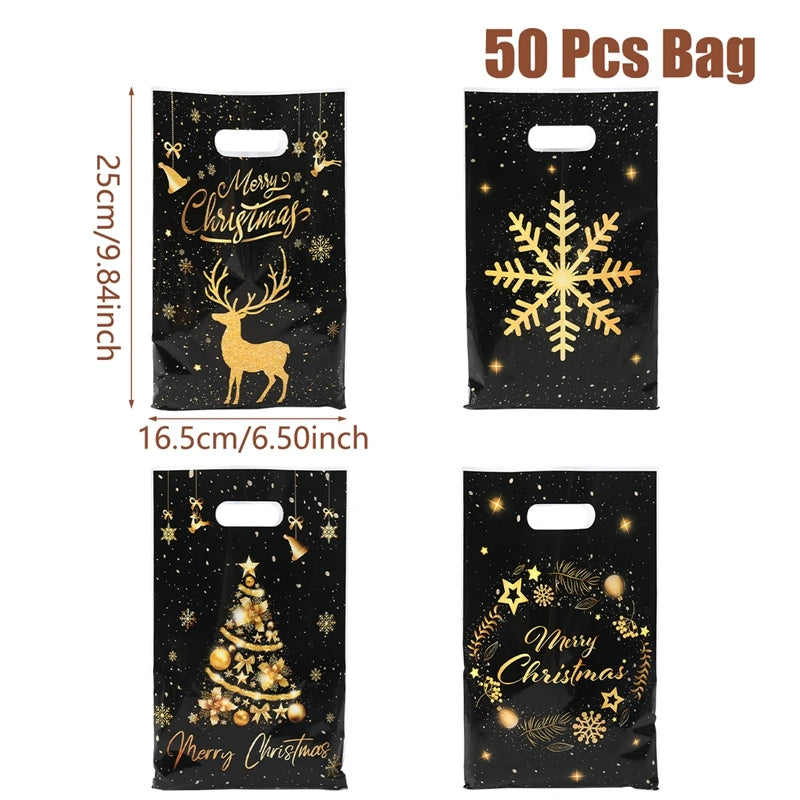 10/25/50pcs Christmas Cute Gift Bags Christmas Party Decoration 2025 Xmas Santa Claus Handbags Navidad Natal New Year Gift 2026