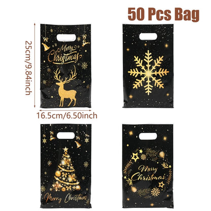 10/25/50pcs Christmas Cute Gift Bags Christmas Party Decoration 2025 Xmas Santa Claus Handbags Navidad Natal New Year Gift 2026