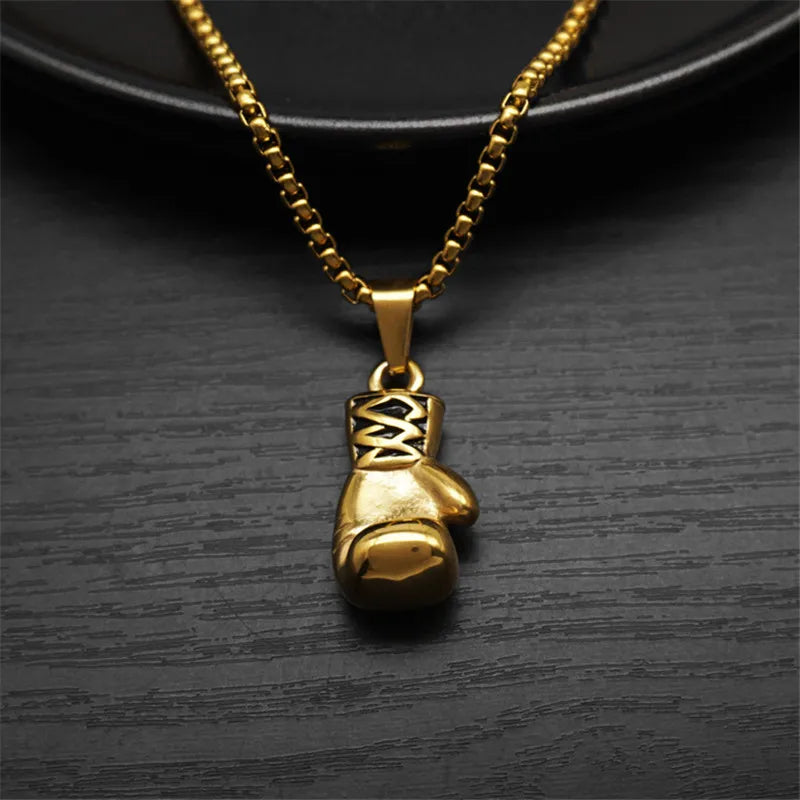Boxing Gloves Boxer Men Necklaces Pendants Chain Punk Trendy for Boyfriend Stainless Steel Jewelry Creativity Gift Wholesale