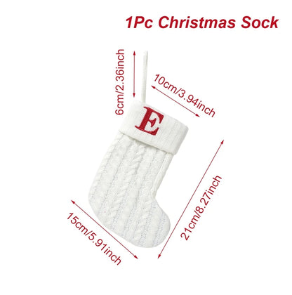 Christmas Socks Knitting Snowflake Letter Stocking Christmas Decoration For Home 2025 Xmas Tree Ornament Gift Navidad Natal 2026