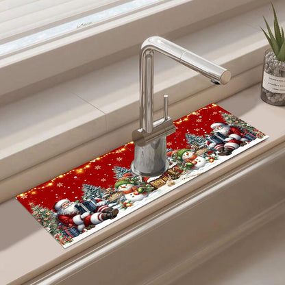 Christmas Faucet Mat Diatomite Sink Faucet Absorbent Pad Merry Christmas Decoration for Home 2025 Kitchen Gifts Navidad