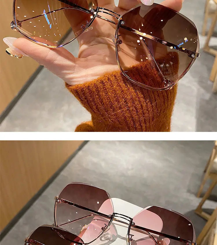 Brand Design 2025 Fashion New Polygonal Metal Sunglasses Retro Ladies Glasses Classic Trend Luxury Driving Travel Eyewear