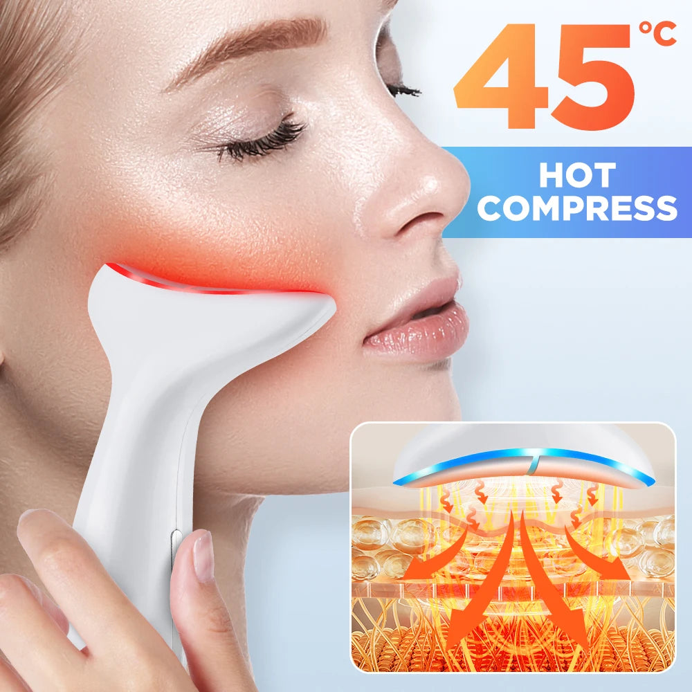 EMS Three Color Light Firming Rejuvenating Neck Beauty Device Skin Ion Importer Facial Lifting Neck Lines Wrinkles Device