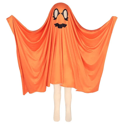 White Halloween Cloak Cape Fright Clothes Trick-or-Treat Spooky Pumpkin Cloak Smock Style with Hat Ghost Cosplay Costume Men
