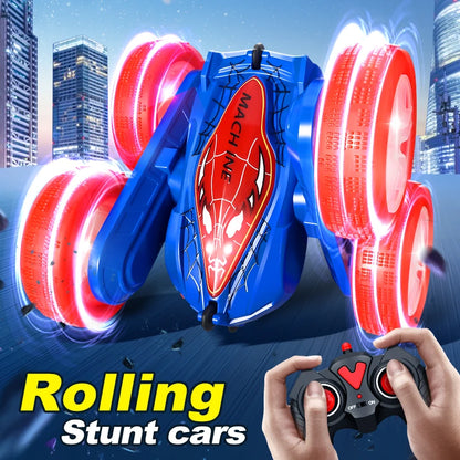 Remote control stunt car Light four-wheel drive double-sided swing arm rolling car Christmas children's toy remote control car