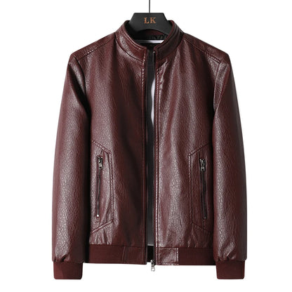 Leather Jacket Men Coats Motorcycle Autumn Travel Fleece Black Zipper Plus Size 6XL 7XL 8XL Oversized Winter Slanted Overcoat