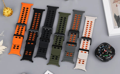 Marine Band For Samsung Galaxy Watch ultra Strap 47mm Accessories Two color Sport silicone Bracelet Galaxy Watch 7 ultra Straps