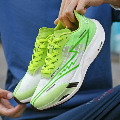 Real carbonboard racing running shoes couple's ultra-light cushioning sneakers men's thin mesh walking shoes