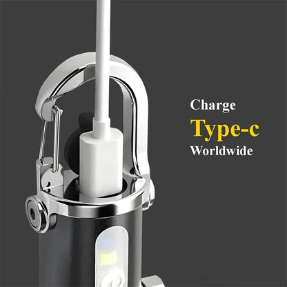 Mini Waist Mounted Keychain Flashlight Led Rechargeable Light Torch Long Range Powerful Outdoor Lights Cob For-6models Emergency