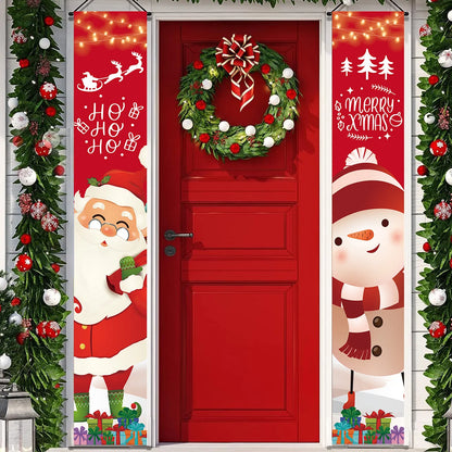 Merry Christmas Door Banner Decoration 2025 Christmas Decor for Home Xmas Hanging Ornaments Navidad Noel Gifts New Year 2026