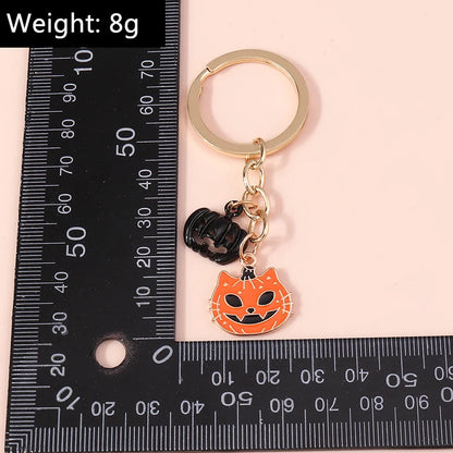 Aihua Gold Color Fashion Halloween Keychain Enamel Creepy Ghost Spider Mummy Pumpkin Keychains Keyring for Women Halloween Night