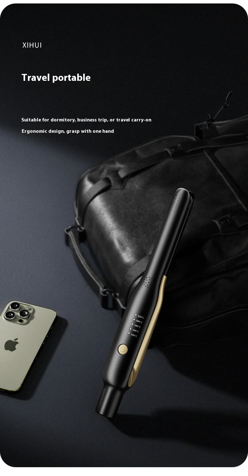 2-in-1 Mini Hair Straightener & Curler - Ceramic Fast Heating 140-220°C - Portable Flat Iron for Short Hair Travel Styling