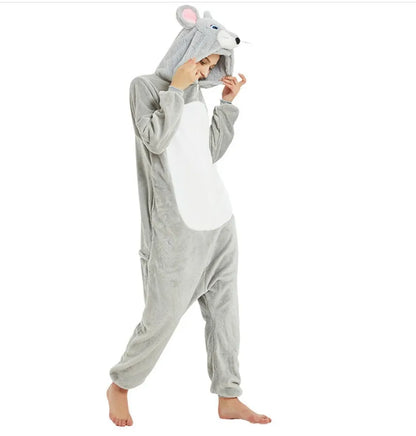 Animal Onesies Lion Tiger Leopard Wolf Fox Zebra Hippo Koala Bat Donkey Rabbit Chinchilla Frog Bee Penguin Dog Kigurumi Adult