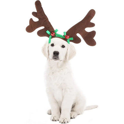 Christmas Dog Supplies Elk Reindeer Antlers Headband Santa Hat Pet Christmas Cool Dog Costume Cute Headwear Accessories