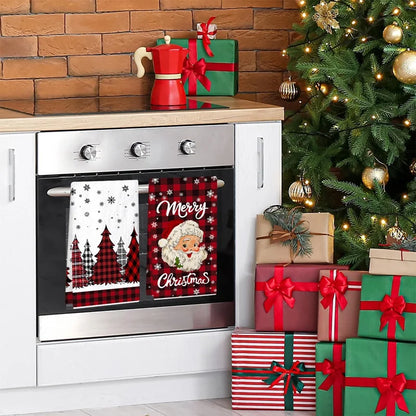 2pcs Christmas Kitchen Towels Merry Christmas Party Decoration 2025 Xmas Santa Claus Dish Towel Navidad Natal New Year Gift 2026
