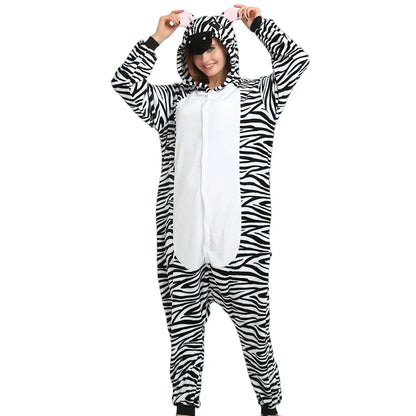 Animal Onesies Lion Tiger Leopard Wolf Fox Zebra Hippo Koala Bat Donkey Rabbit Chinchilla Frog Bee Penguin Dog Kigurumi Adult
